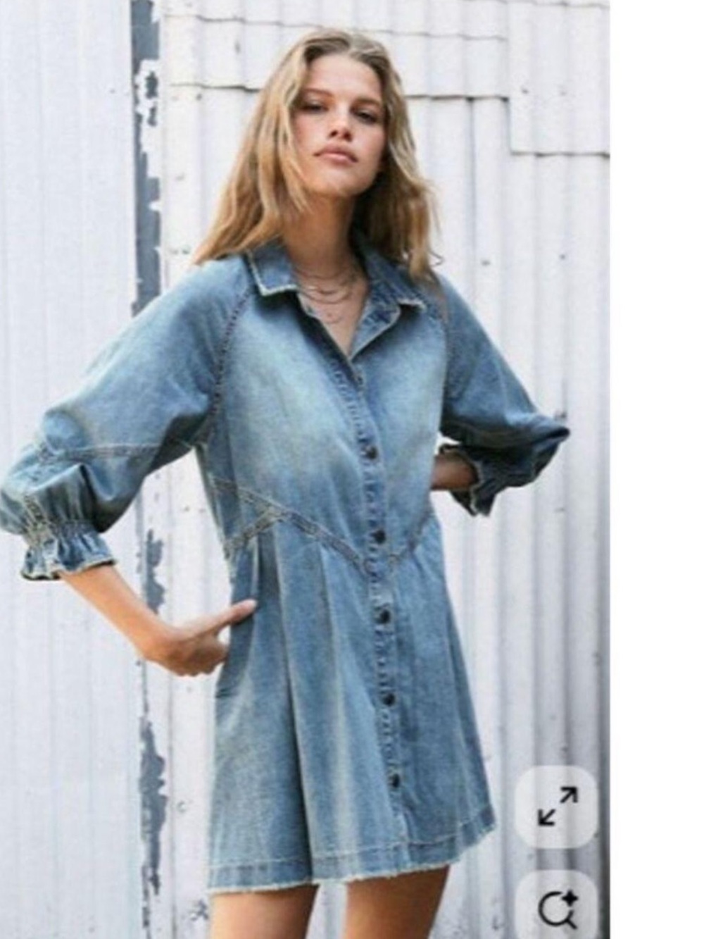 We The Free Hannah Denim Mini Dress - Light Blue - Picture 3 of 8